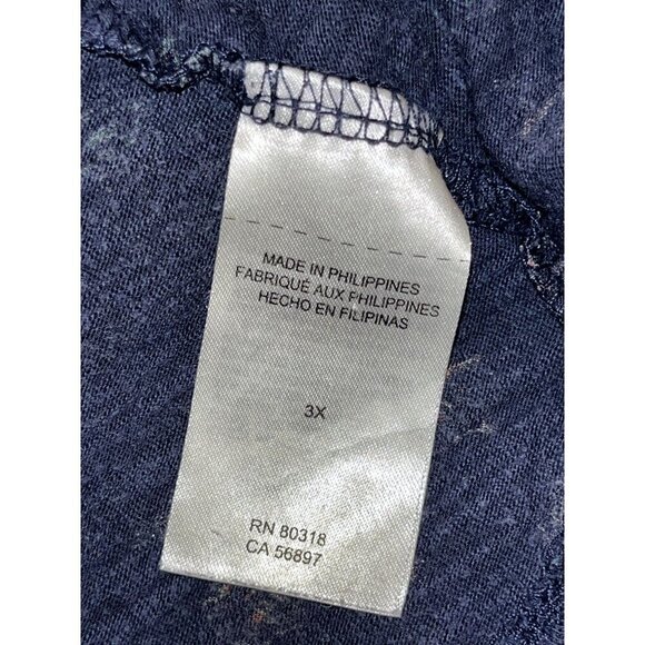 Lucky Brand Womens Boho Floral Printed Short Sleeve Top 3X Navy Multicolor Cotto - Picture 7 of 8